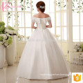 Elegant off-shoulder lace appliques cheap ball gown plus size wedding dress